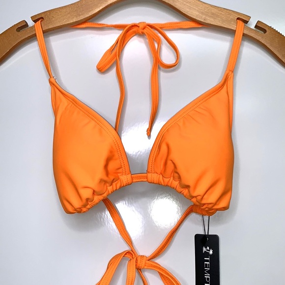 NWT TEMPT ME Orange Triangle Bikini Swimsuit Bathing Top Size Medium - Picture 2 of 8